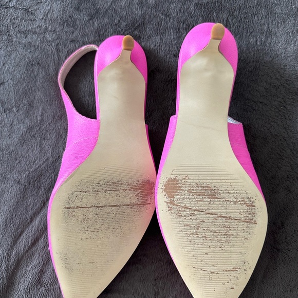 Ladies pink kitten heel with bow - Picture 3 of 4